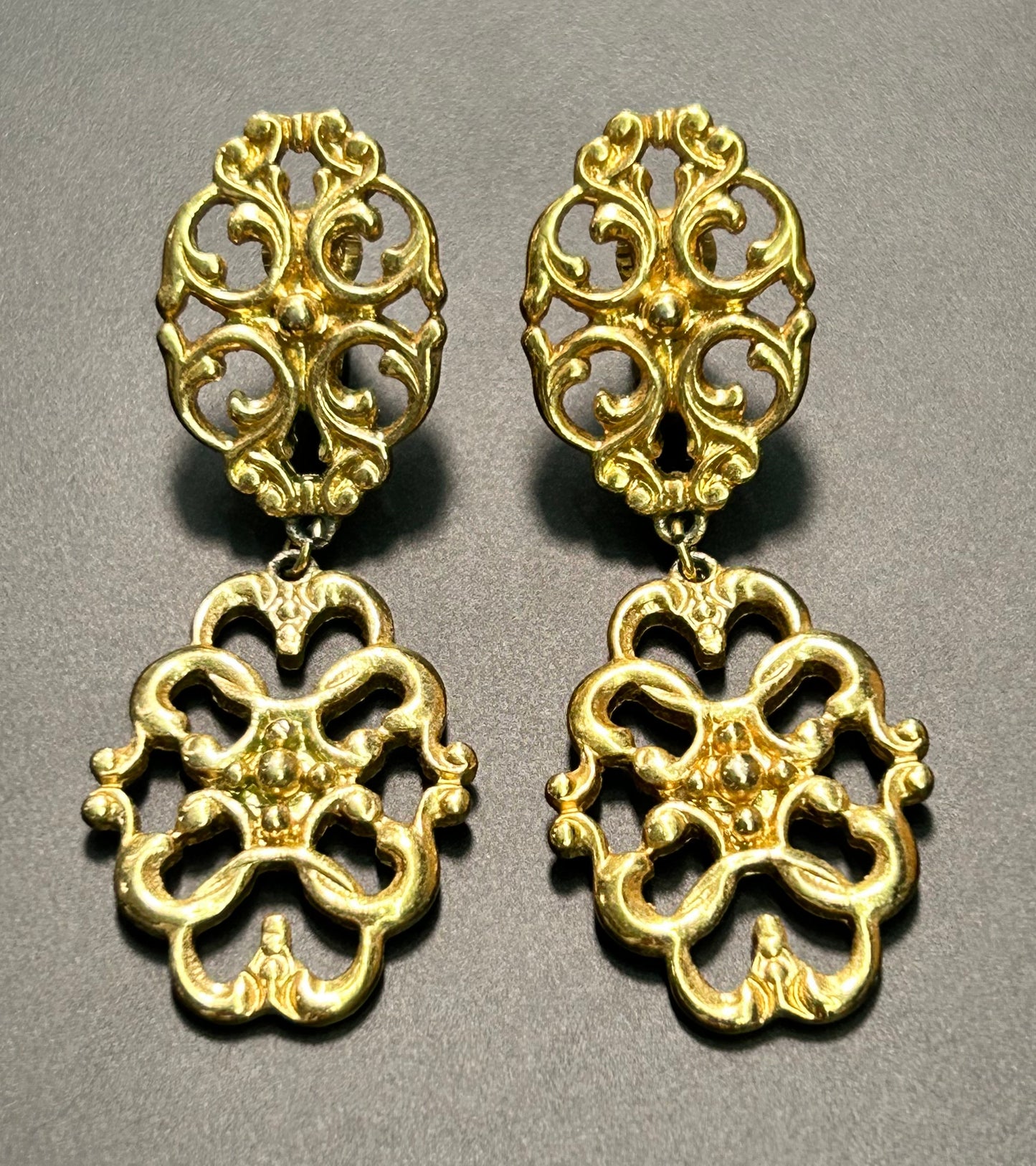 Gold Tone Scrolled Clip Earrings