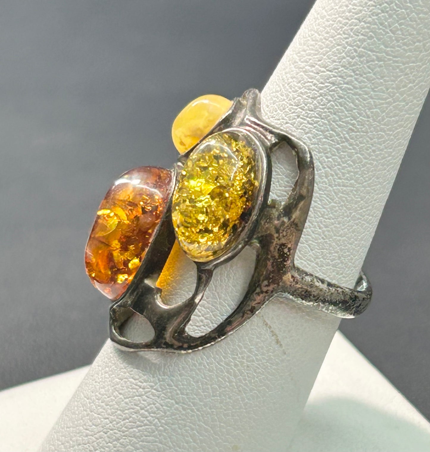 Sterling Silver Amber Ring