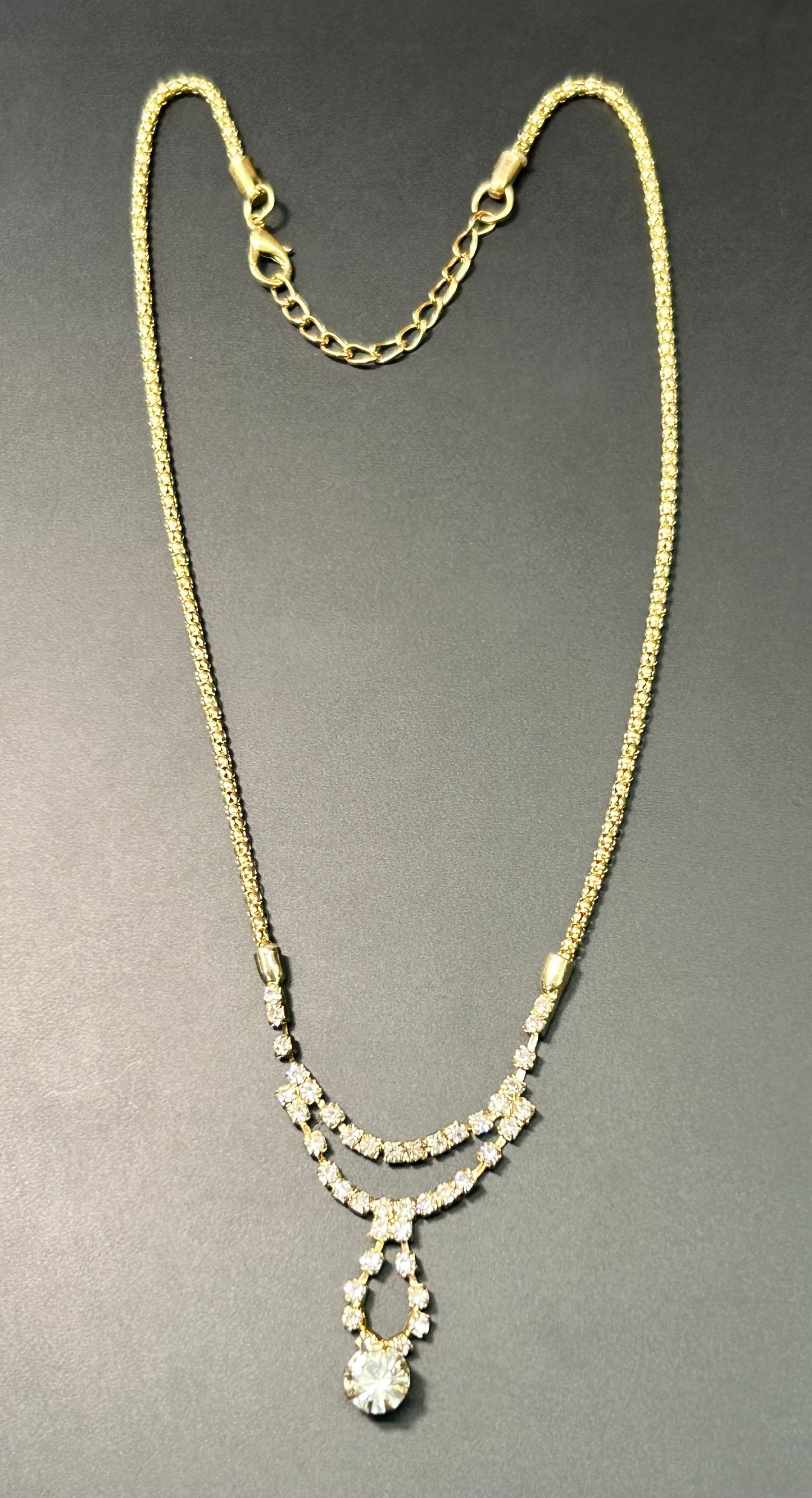 Gold Tone Rhinestone Necklace