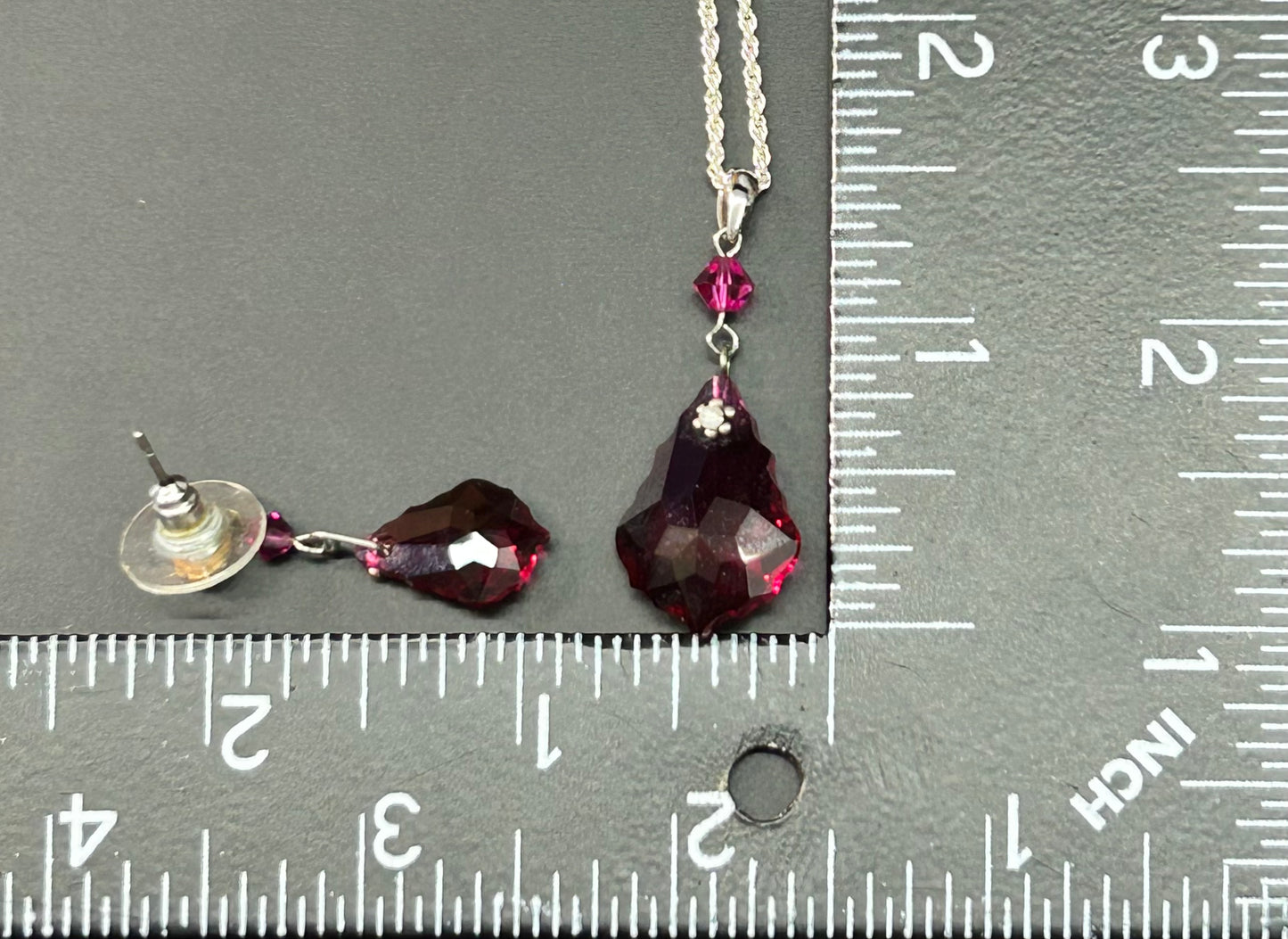 Faceted Glass Necklace & Earrings Set
