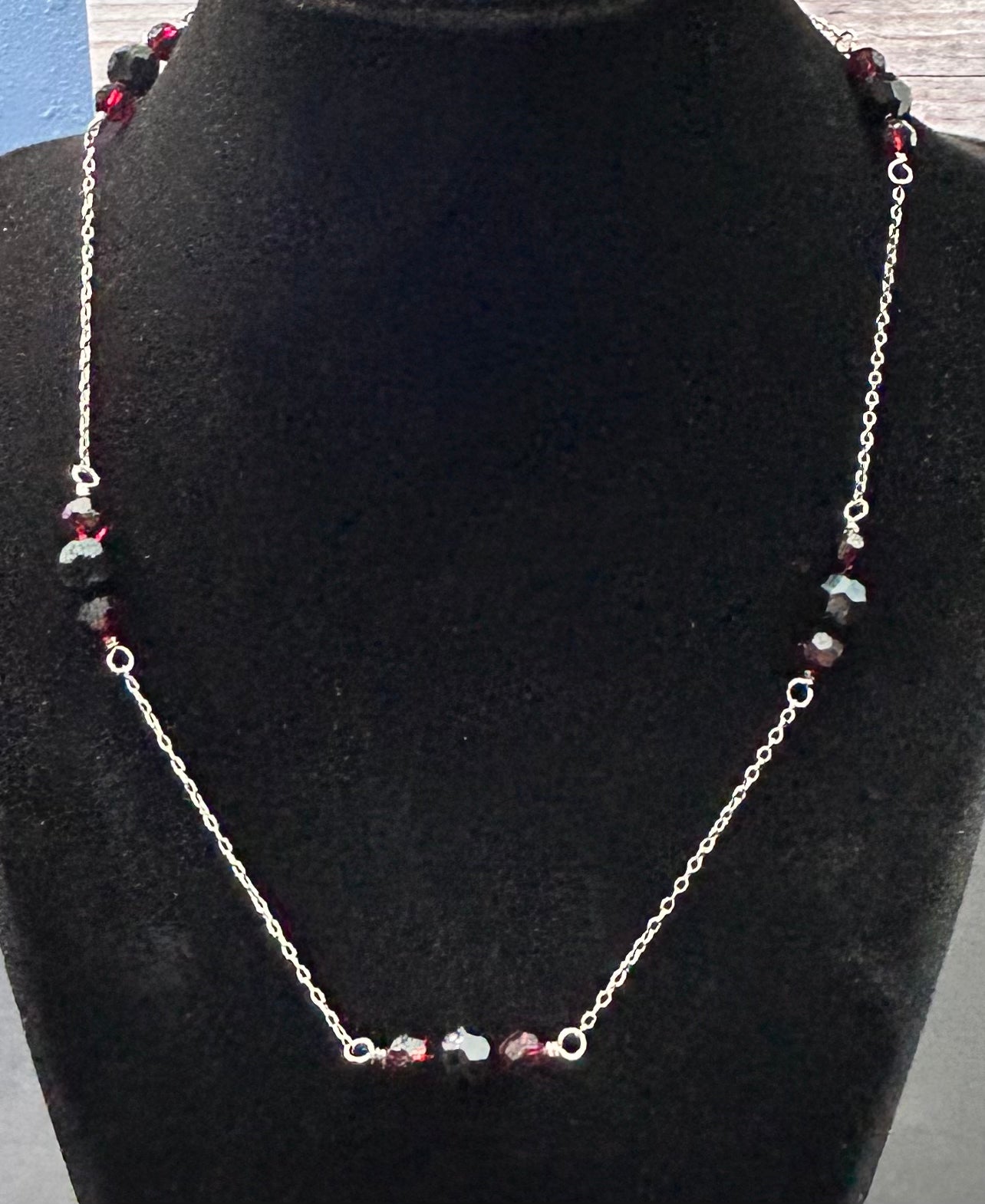 Sterling Silver Faceted Glass Necklace