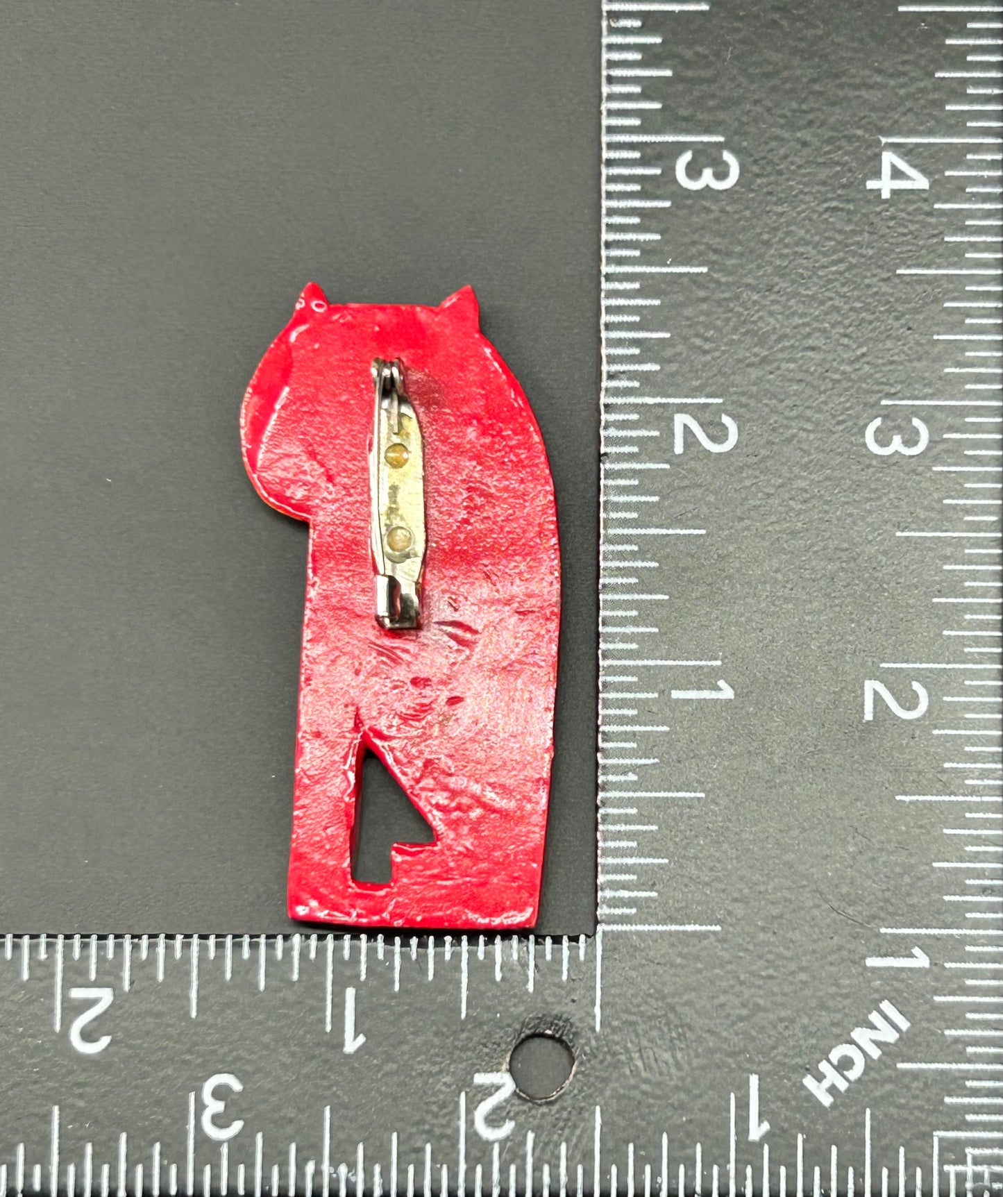 Painted Wood Cat Brooch