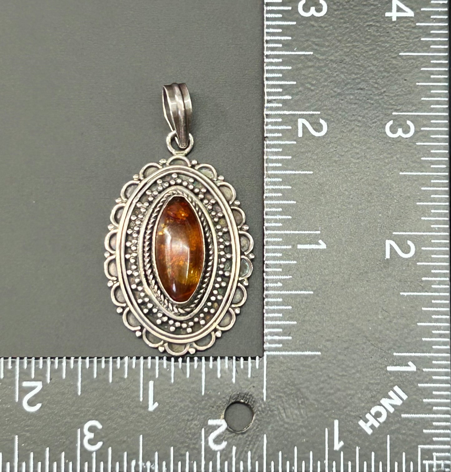 Sterling Silver Amber Pendant