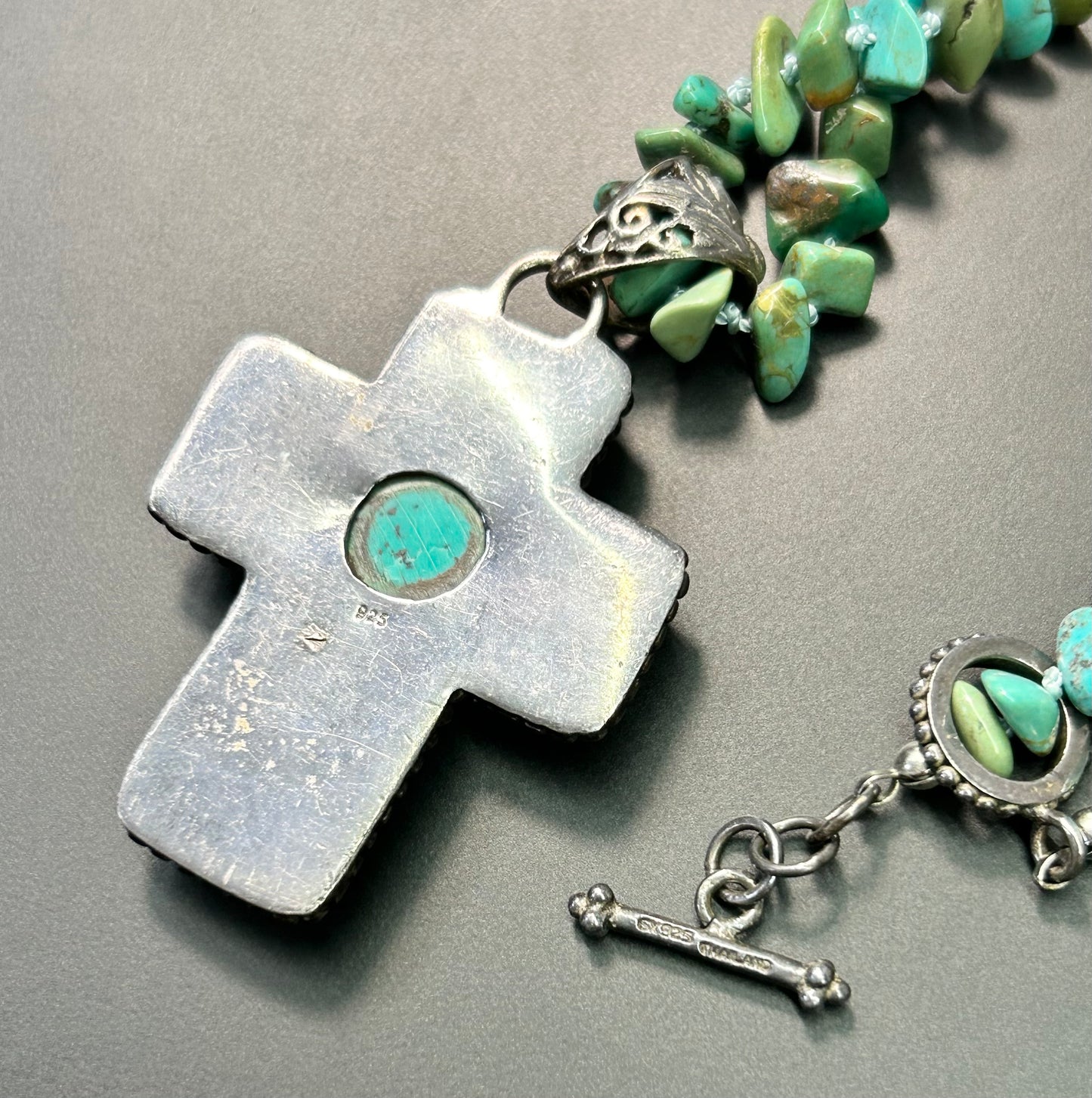 Sterling Silver Turquoise Cross Necklace