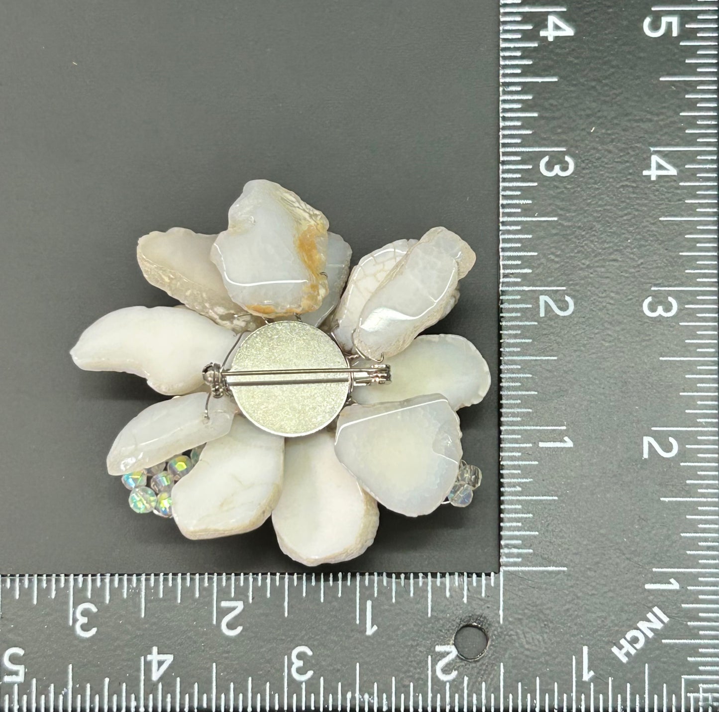 Stone & Pearl Flower Brooch