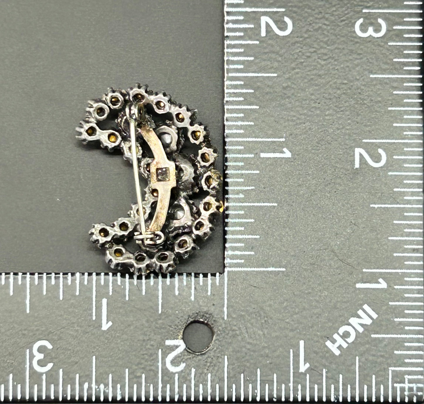 Crescent Rhinestone Brooch
