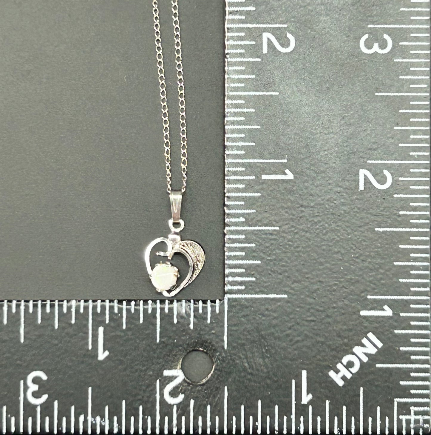 Vintage Sterling Silver Opal Heart Necklace