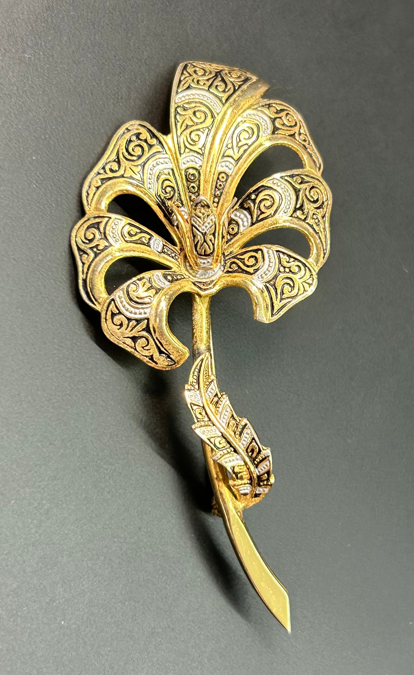 Damascene Flower Brooch
