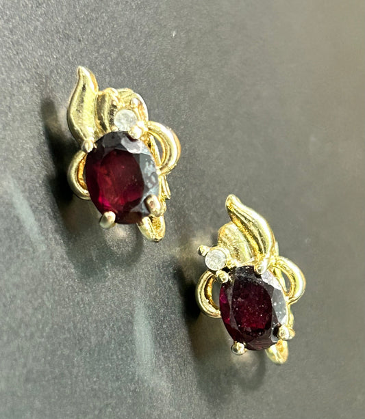 Red CZ Clip Earrings