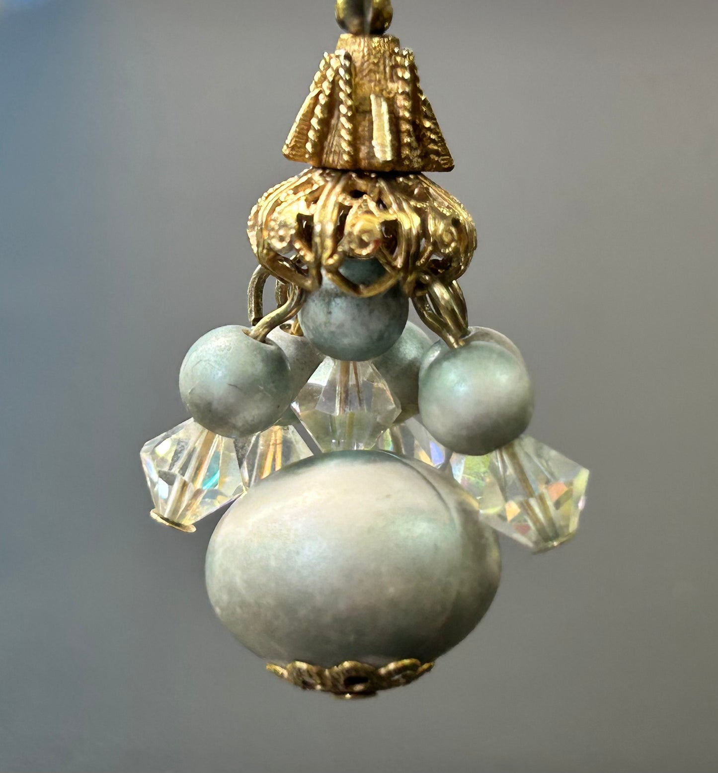 Vintage Beaded Dangle Clip Earrings