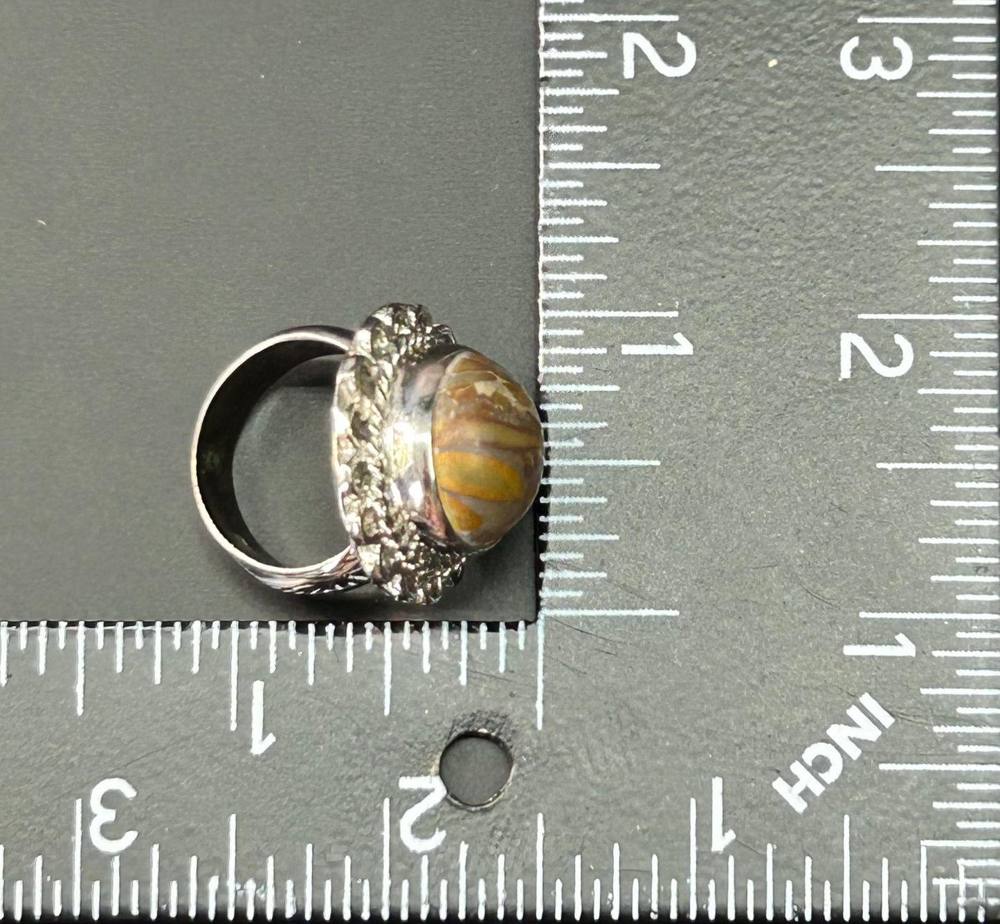 Silver Tone Petrified Wood Ring