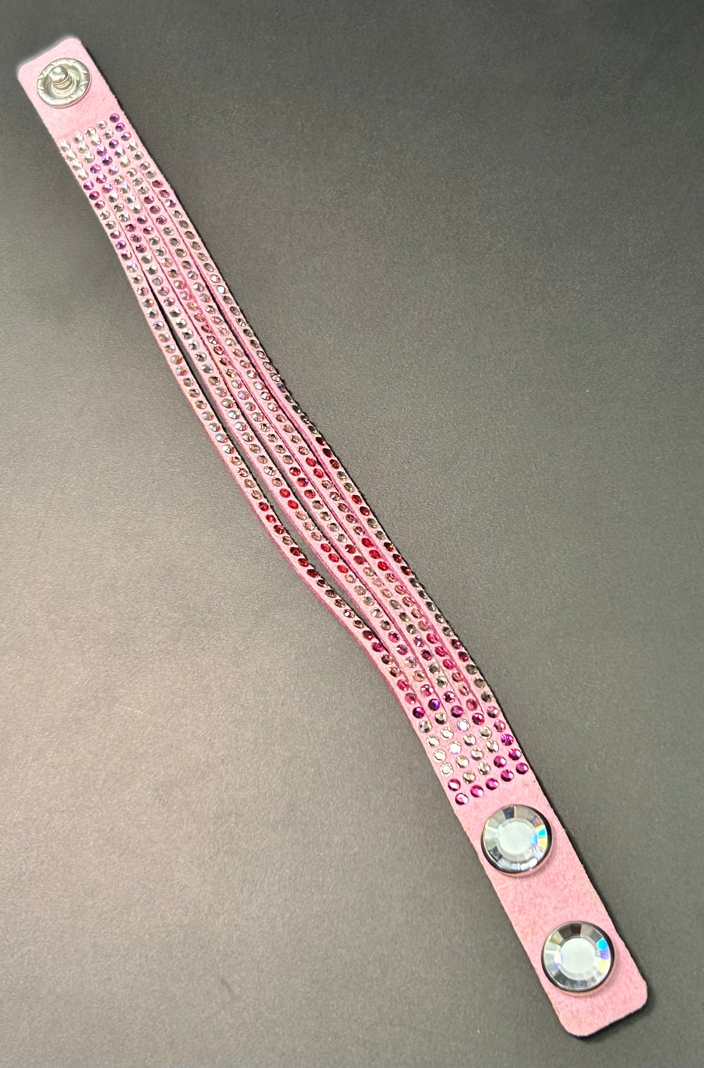 Pink Felt Rhinestone Bracelet