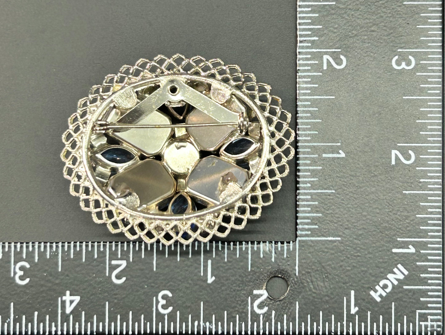 Vintage Blue Rhinestone Brooch
