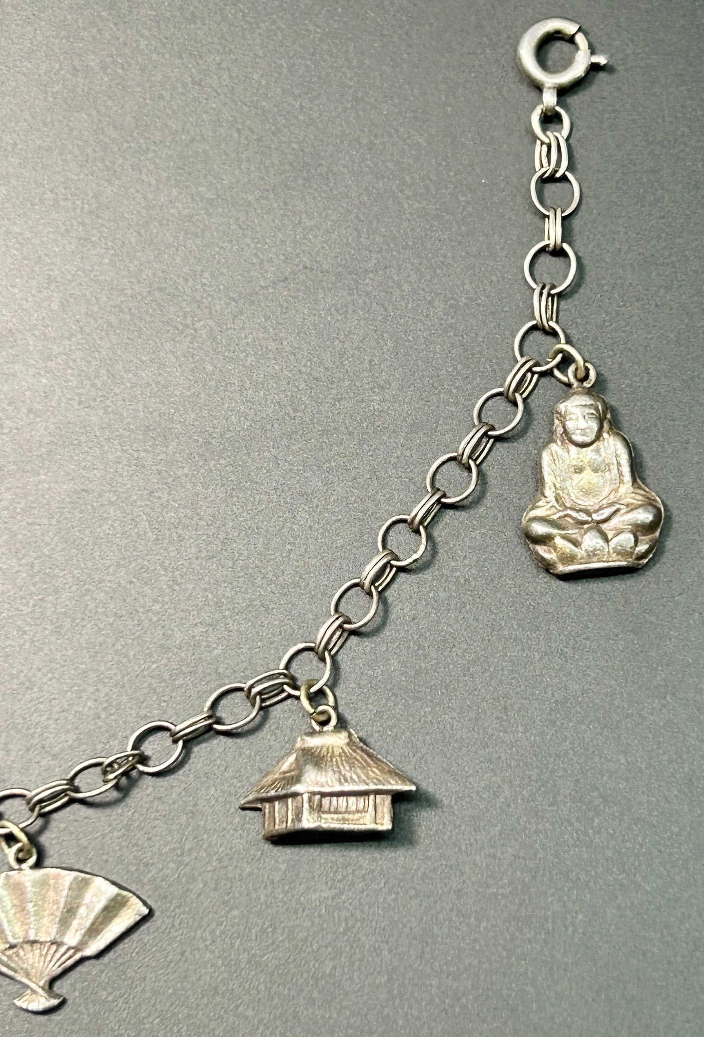 Antique Asian Sterling Silver Charm Bracelet