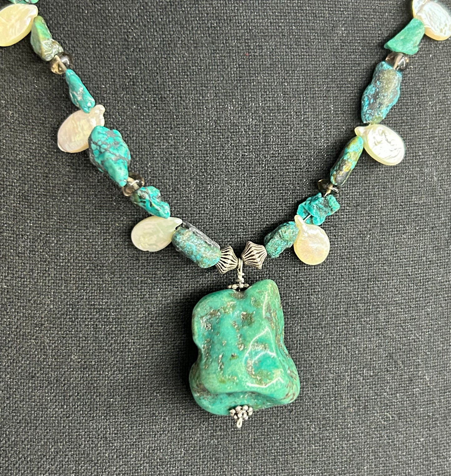 Sterling Silver Turquoise & Pearl Necklace