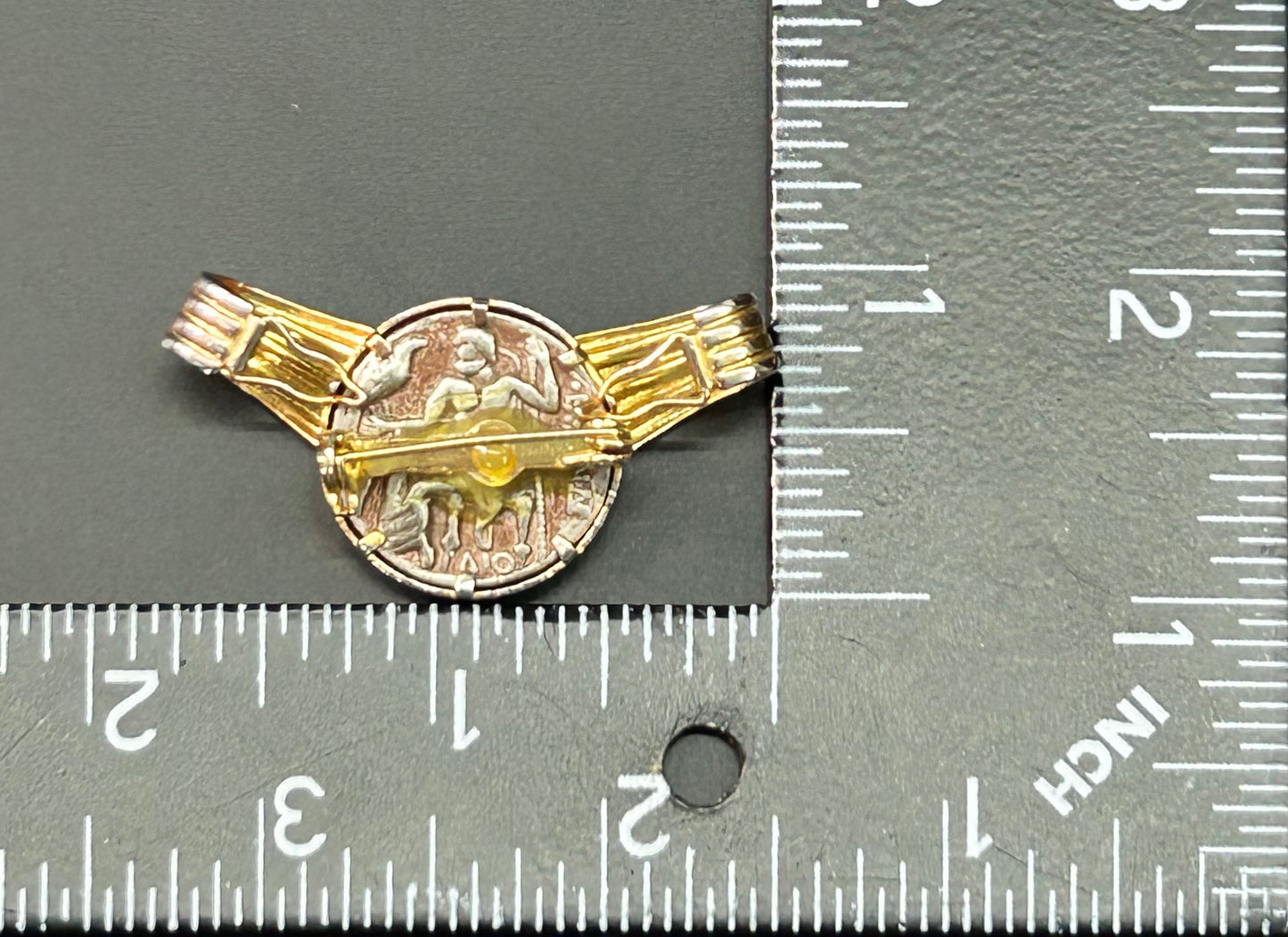 Vintage Artisan Coin Brooch