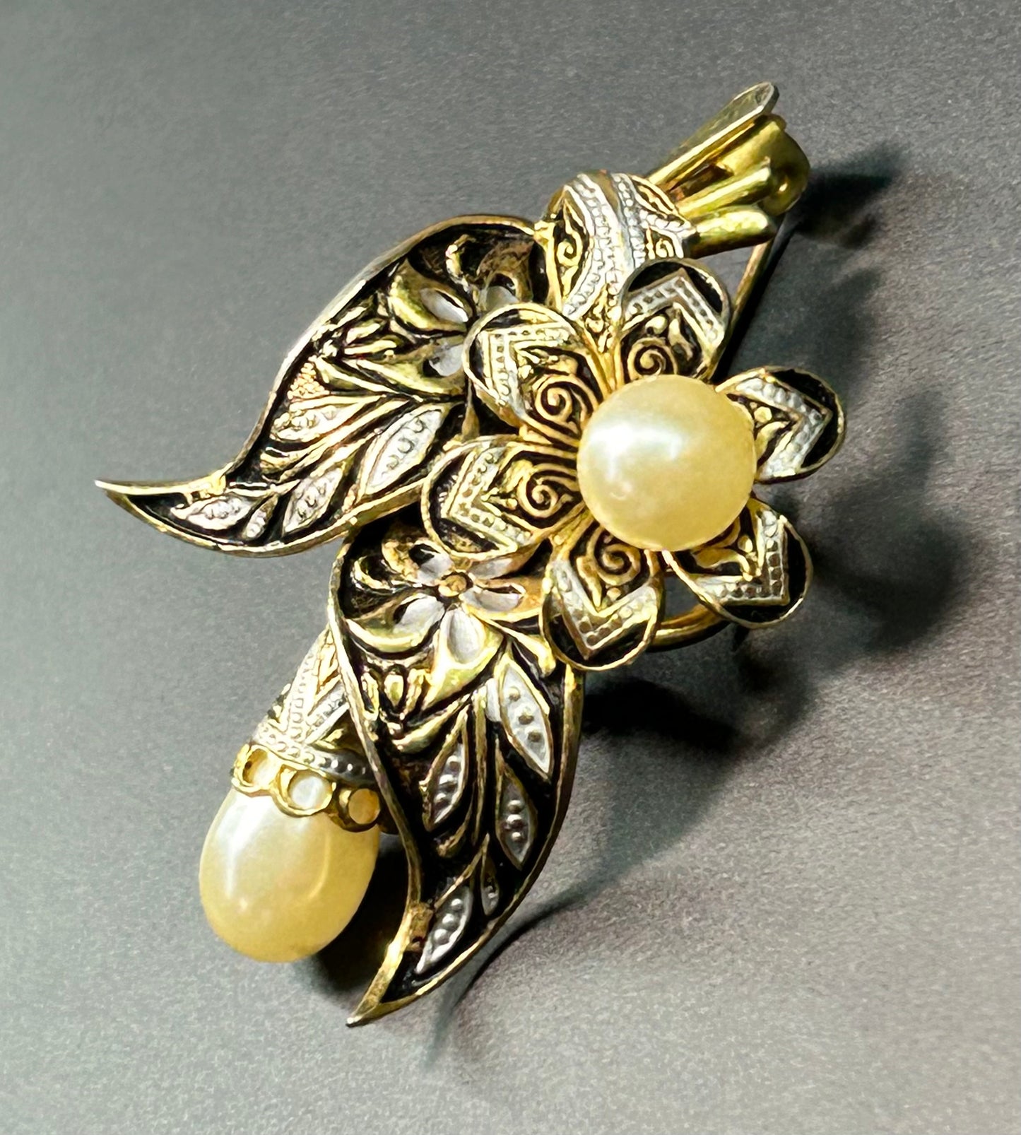 Vintage Damascene Brooch