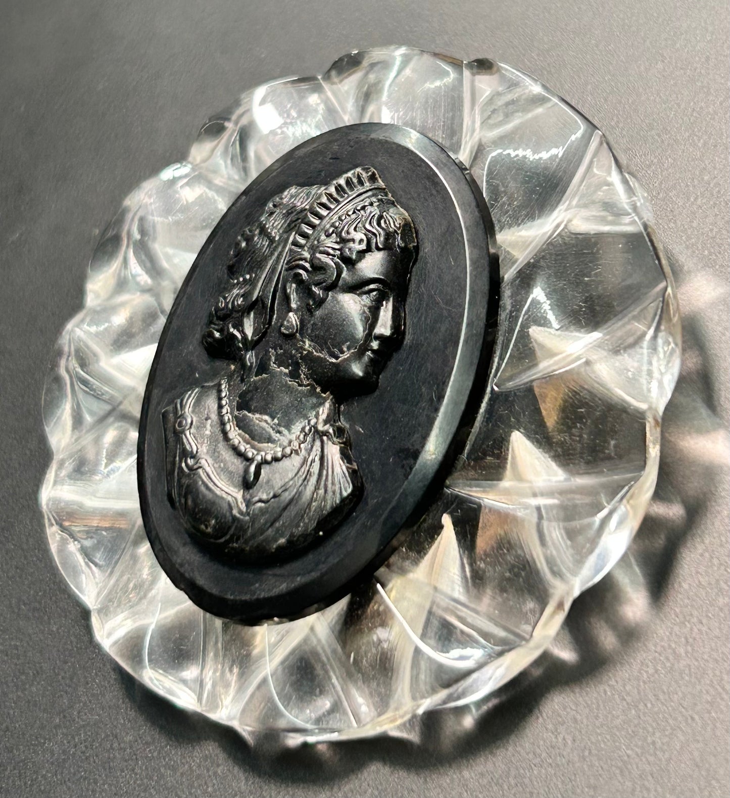 Vintage Lucite Cameo Brooch