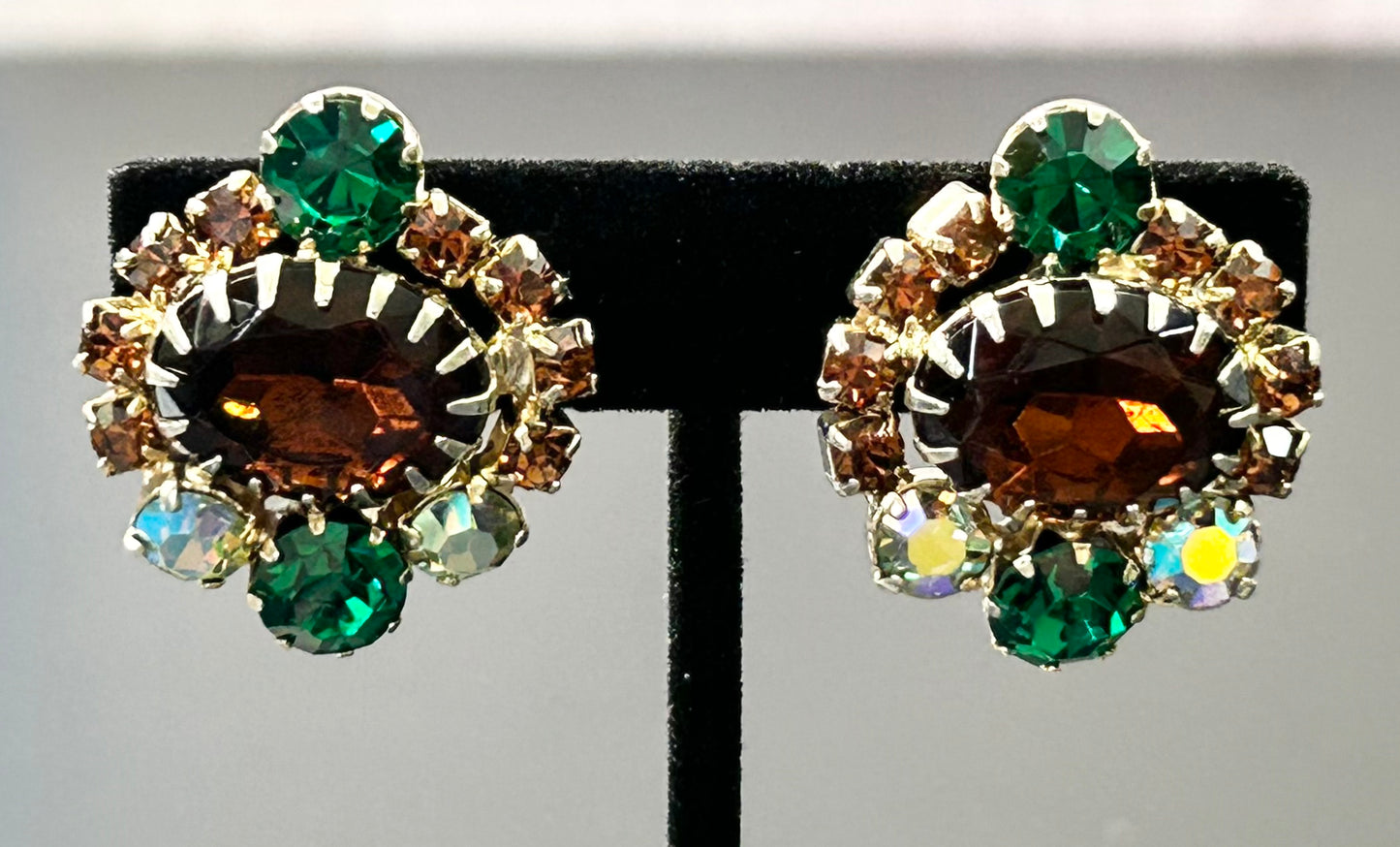 Vintage Rhinestone Clip Earrings