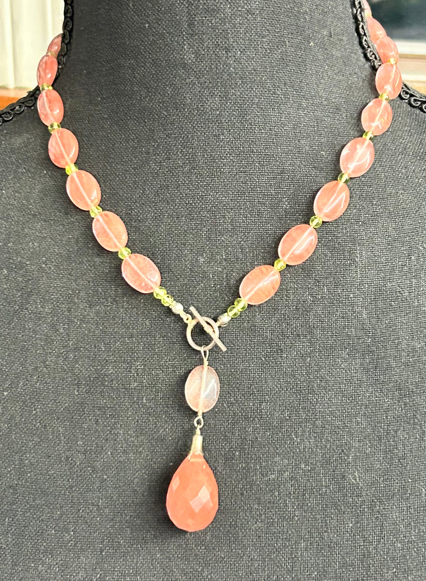 Sterling Silver Glass & Peridot Necklace & Earrings Set