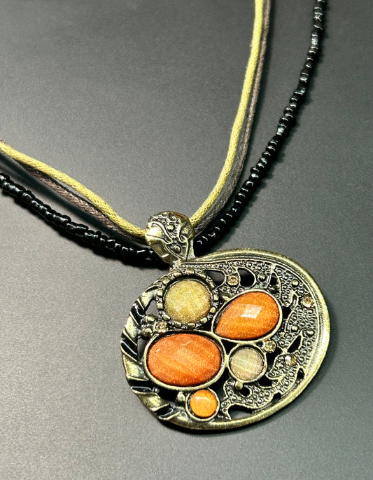 Brass Tone Rhinestone Necklace