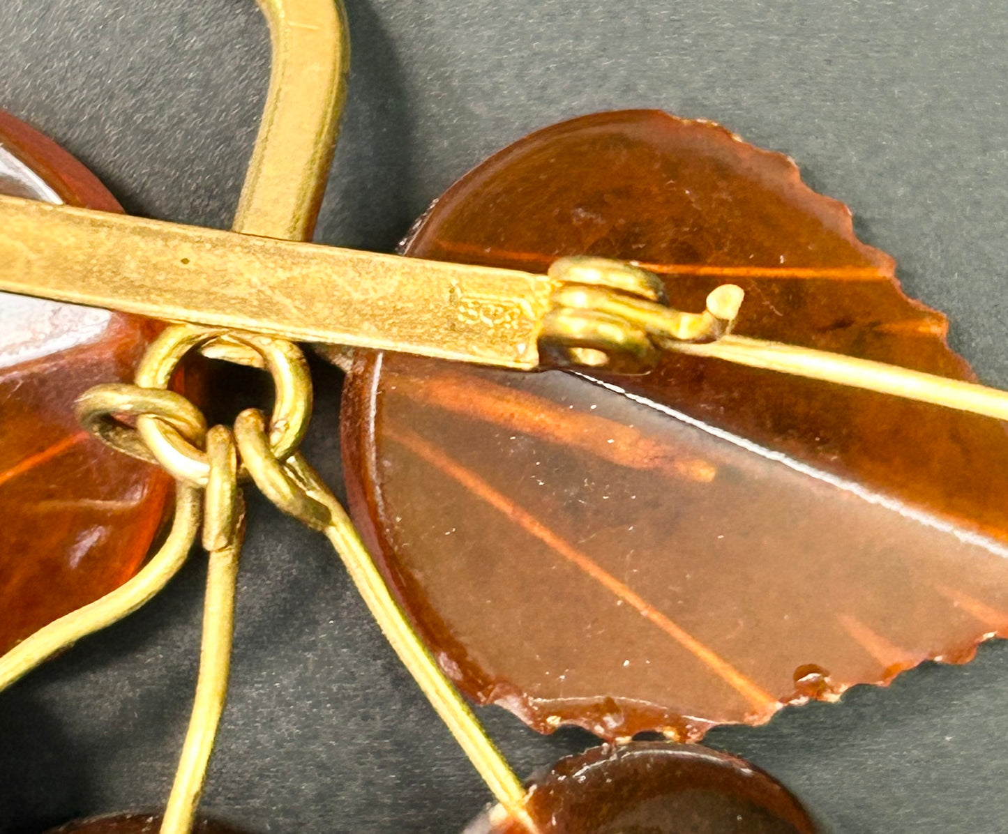 USSR Russian Amber Cherries Brooch