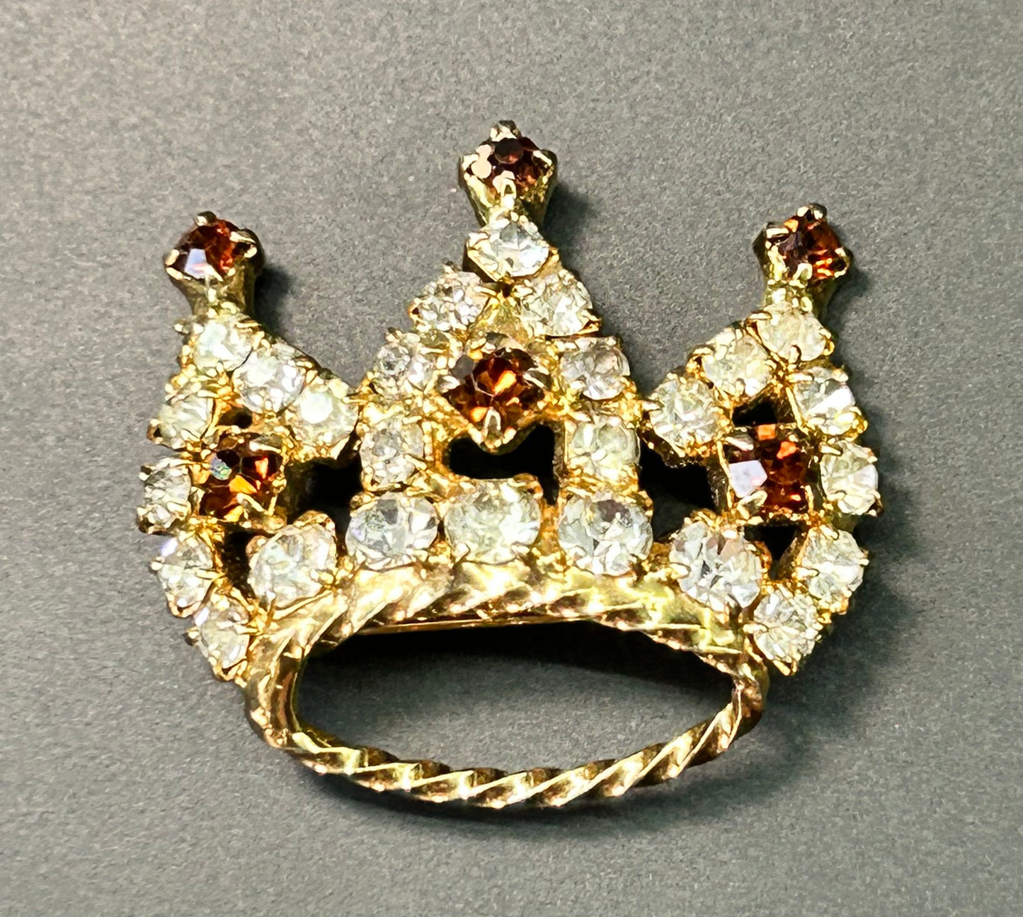 Rhinestone Crown Brooch