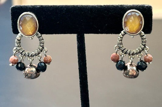 Gold Tone Dangle Clip Earrings