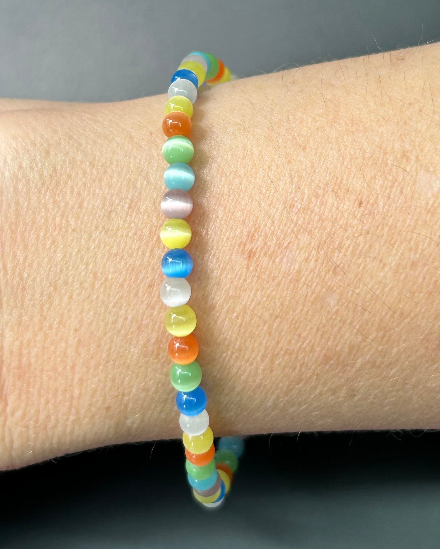 Sterling Silver Faux Cat’s Eye Bracelet or Anklet