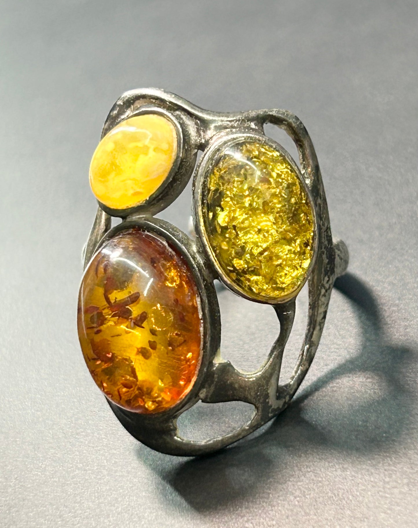 Sterling Silver Amber Ring