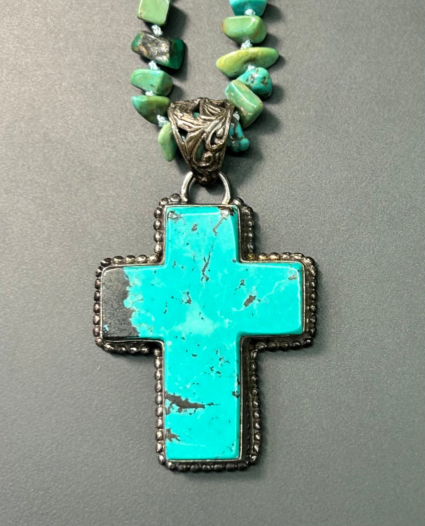 Sterling Silver Turquoise Cross Necklace