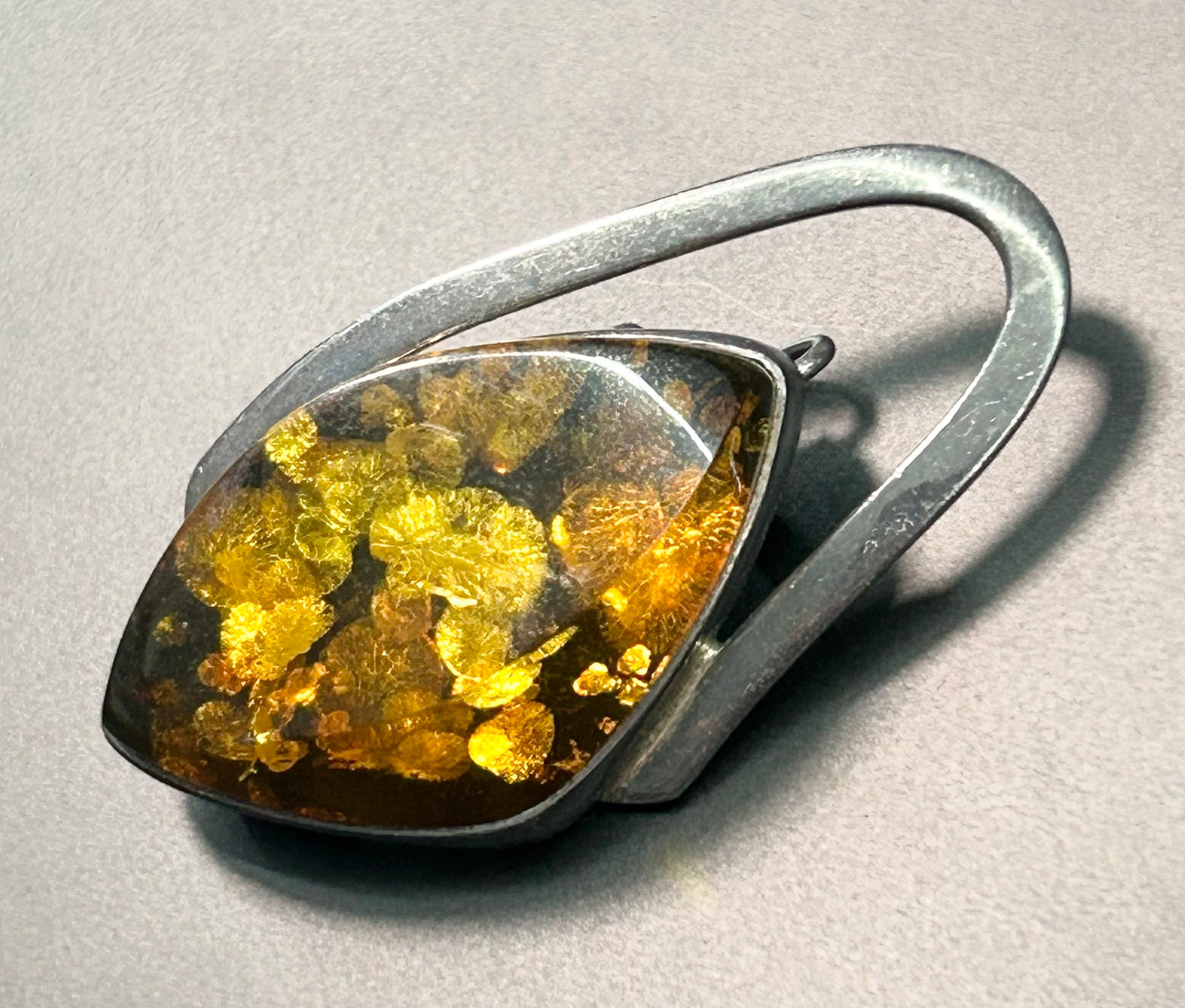 Sterling Silver Amber Brooch or Pendant
