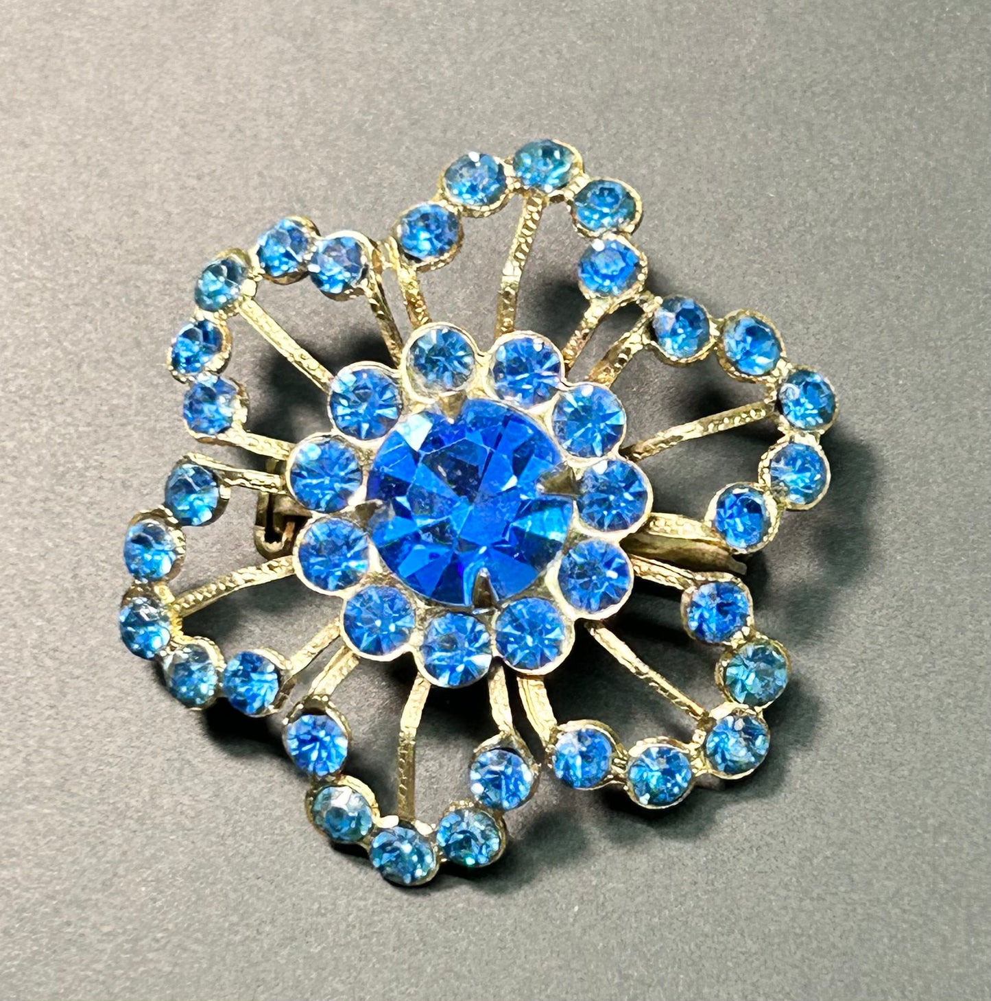 Blue Rhinestone Brooch
