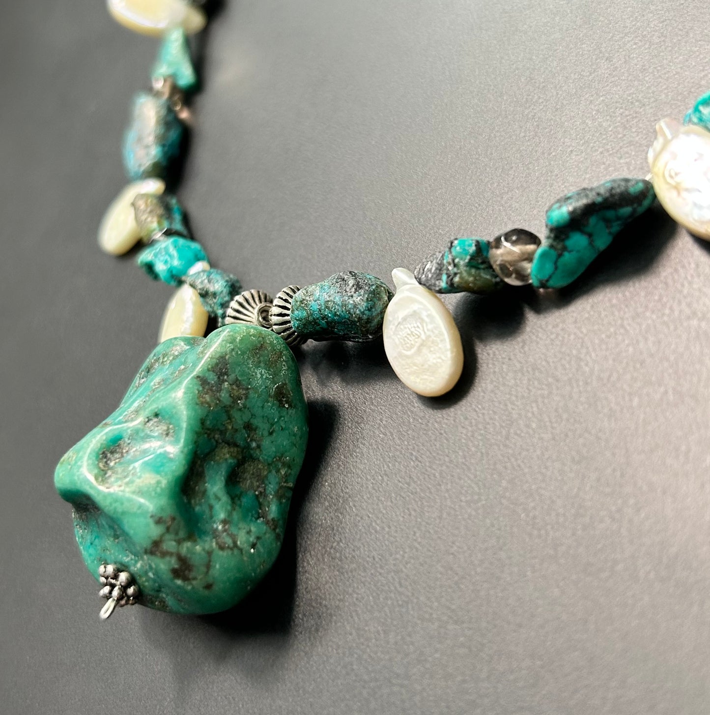 Sterling Silver Turquoise & Pearl Necklace