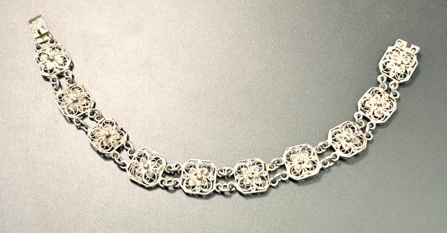Antique Sterling Silver Filigree Bracelet