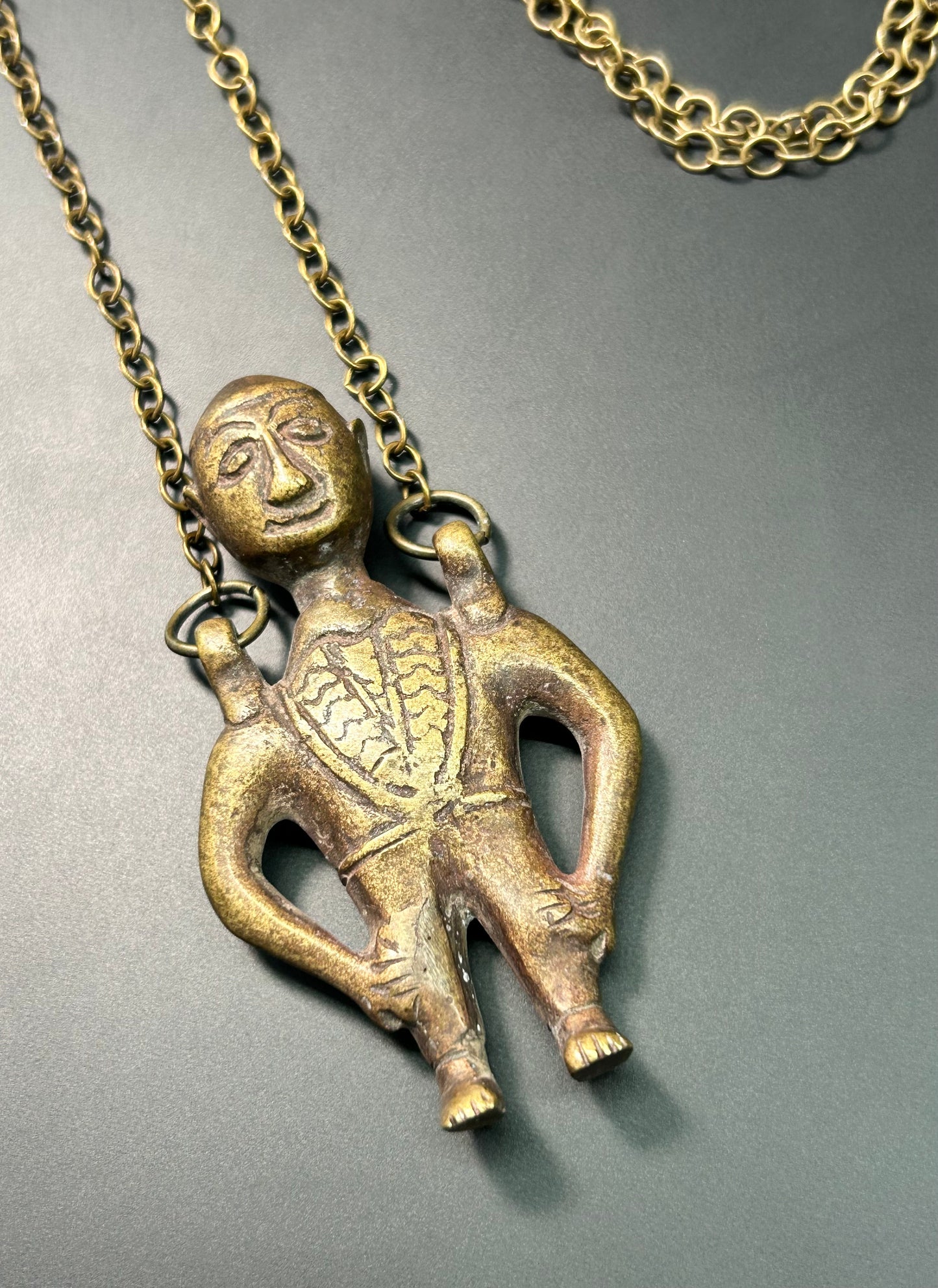 Solid Brass Tribal Man Necklace