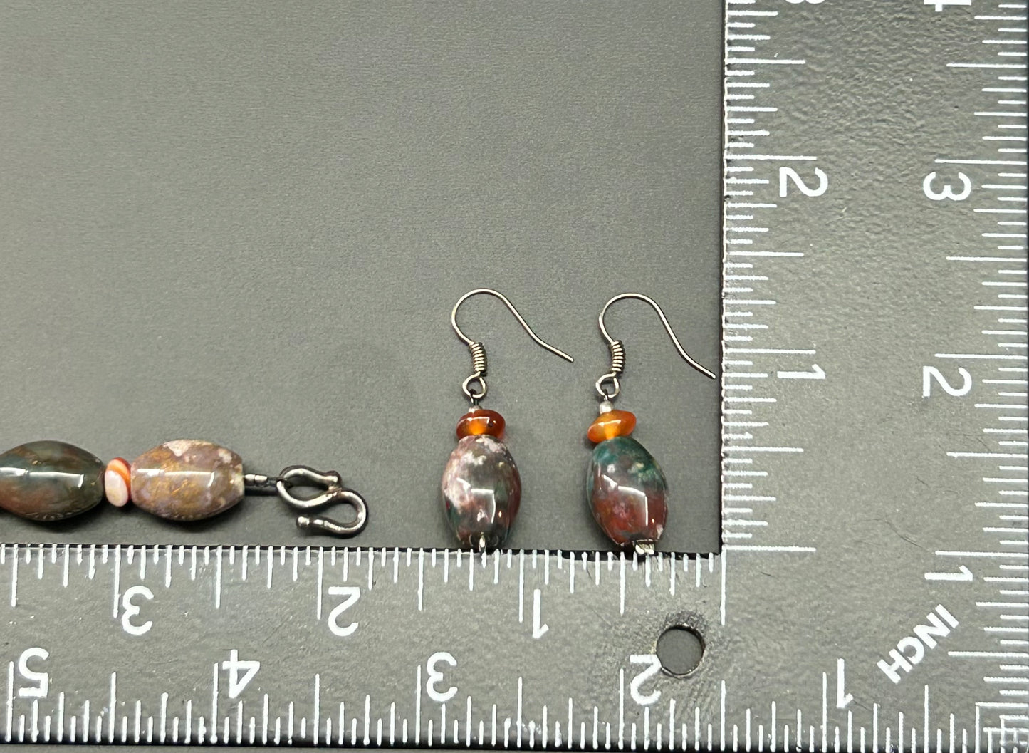 Sterling Silver Agate Necklace Earrings & Bracelet Set