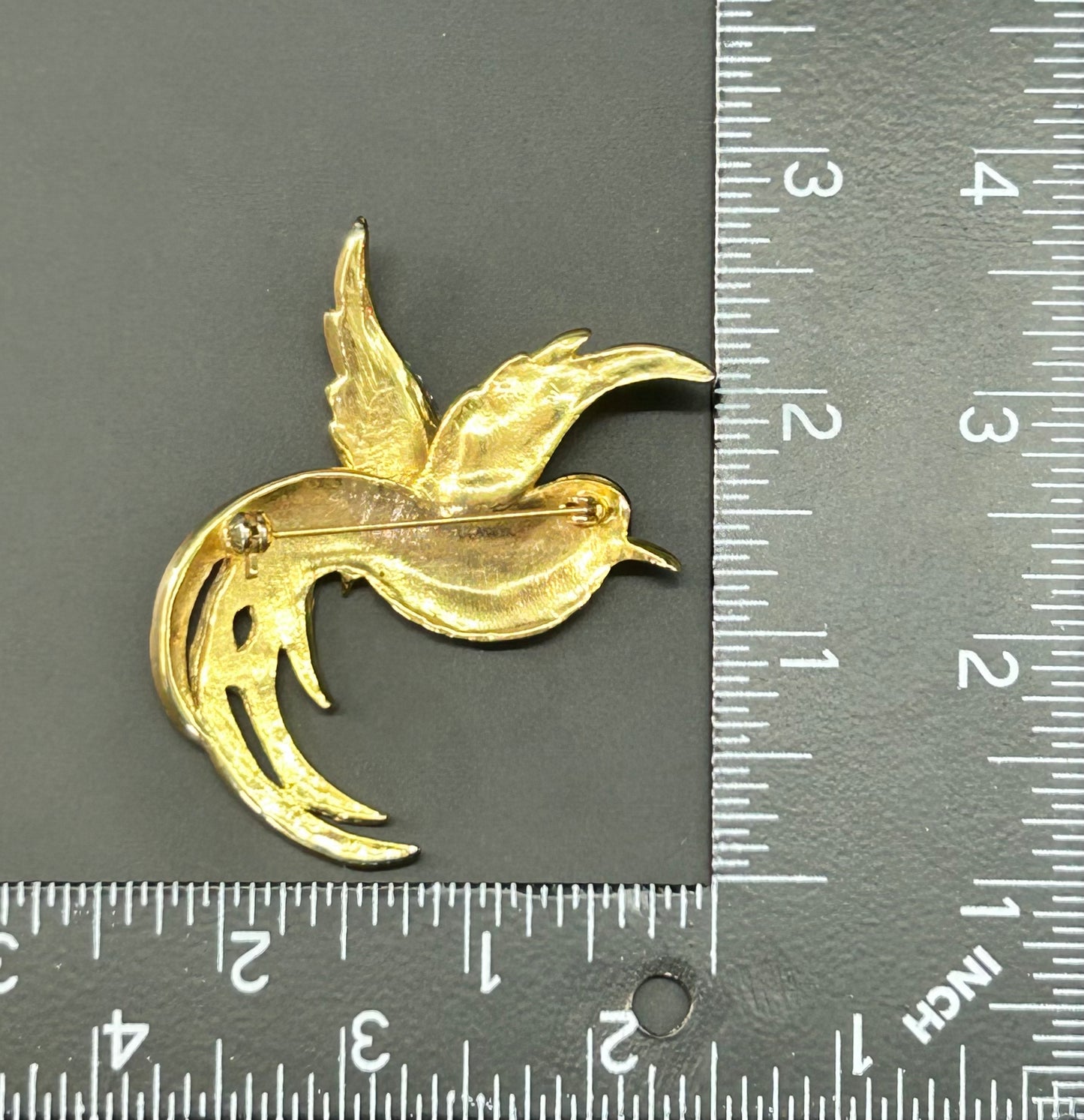 Rhinestone & Enamel Bird Brooch