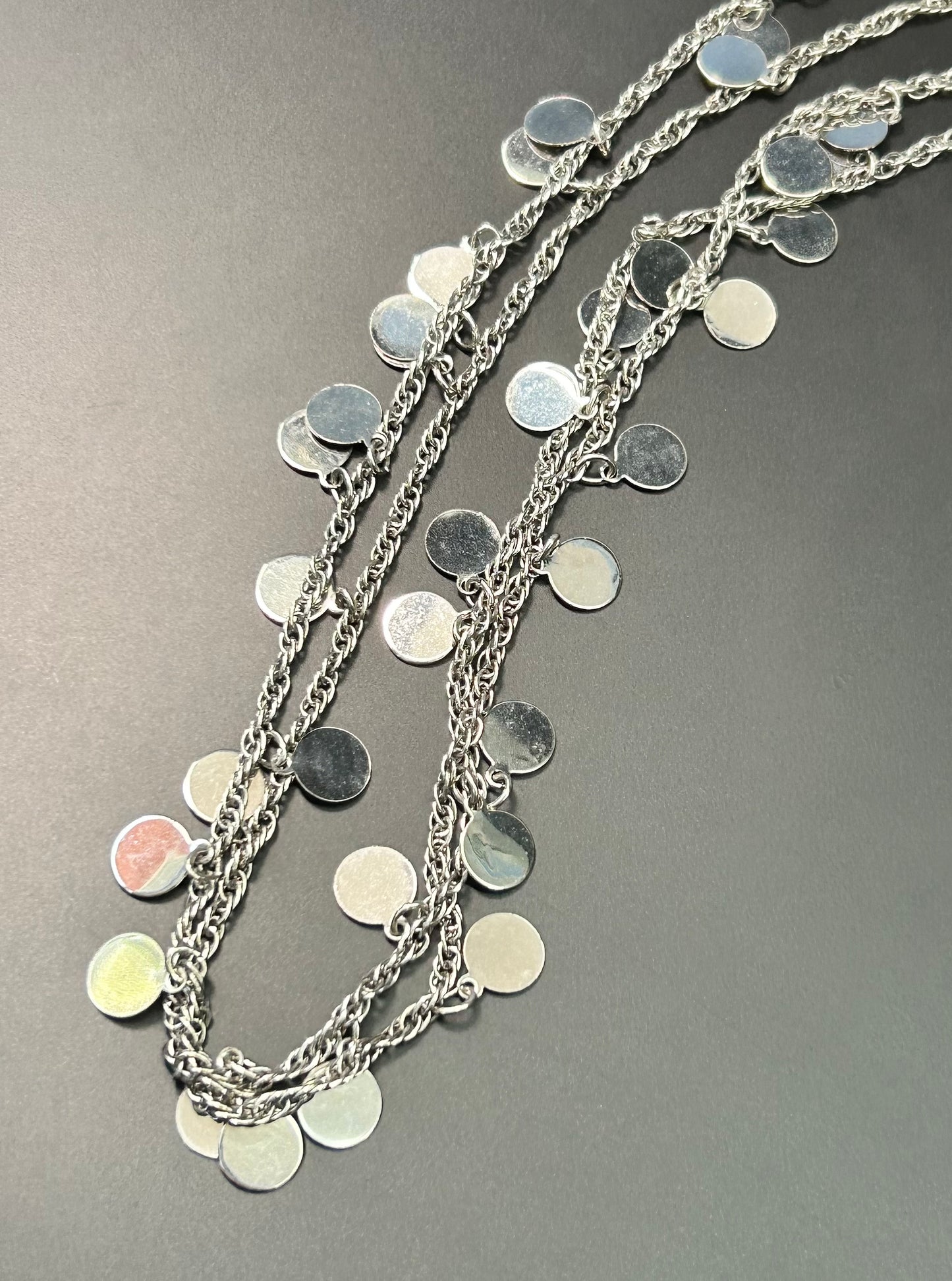 Silver Tone Disc Necklace