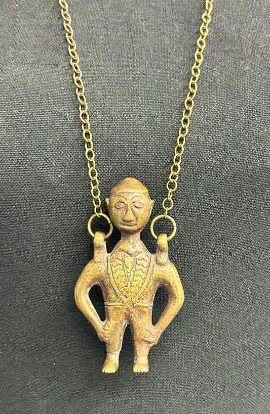 Solid Brass Tribal Man Necklace