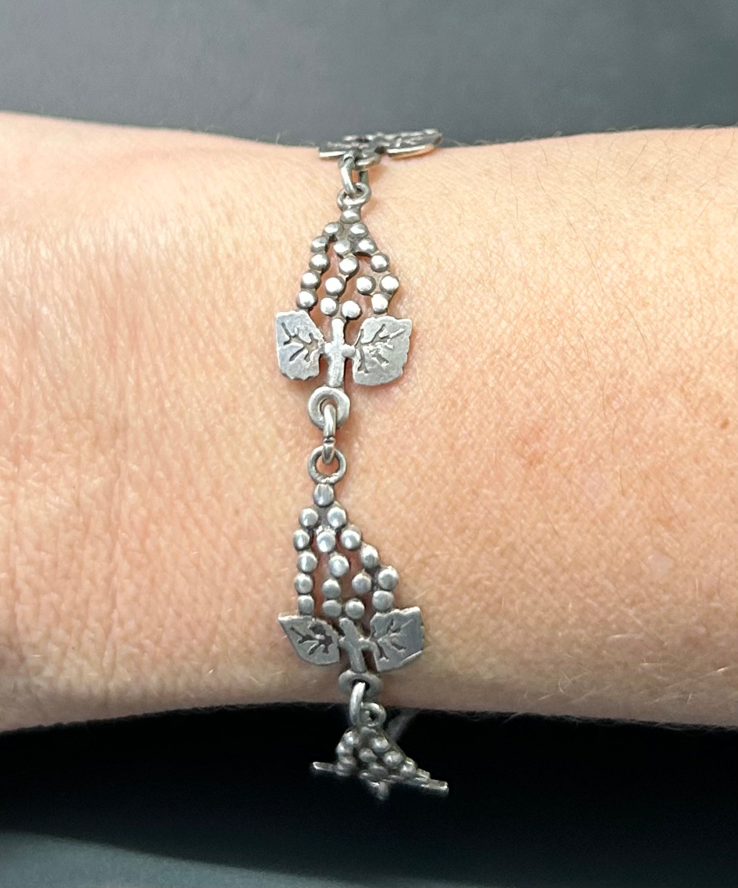 Vintage Sterling Silver Grape Link Bracelet