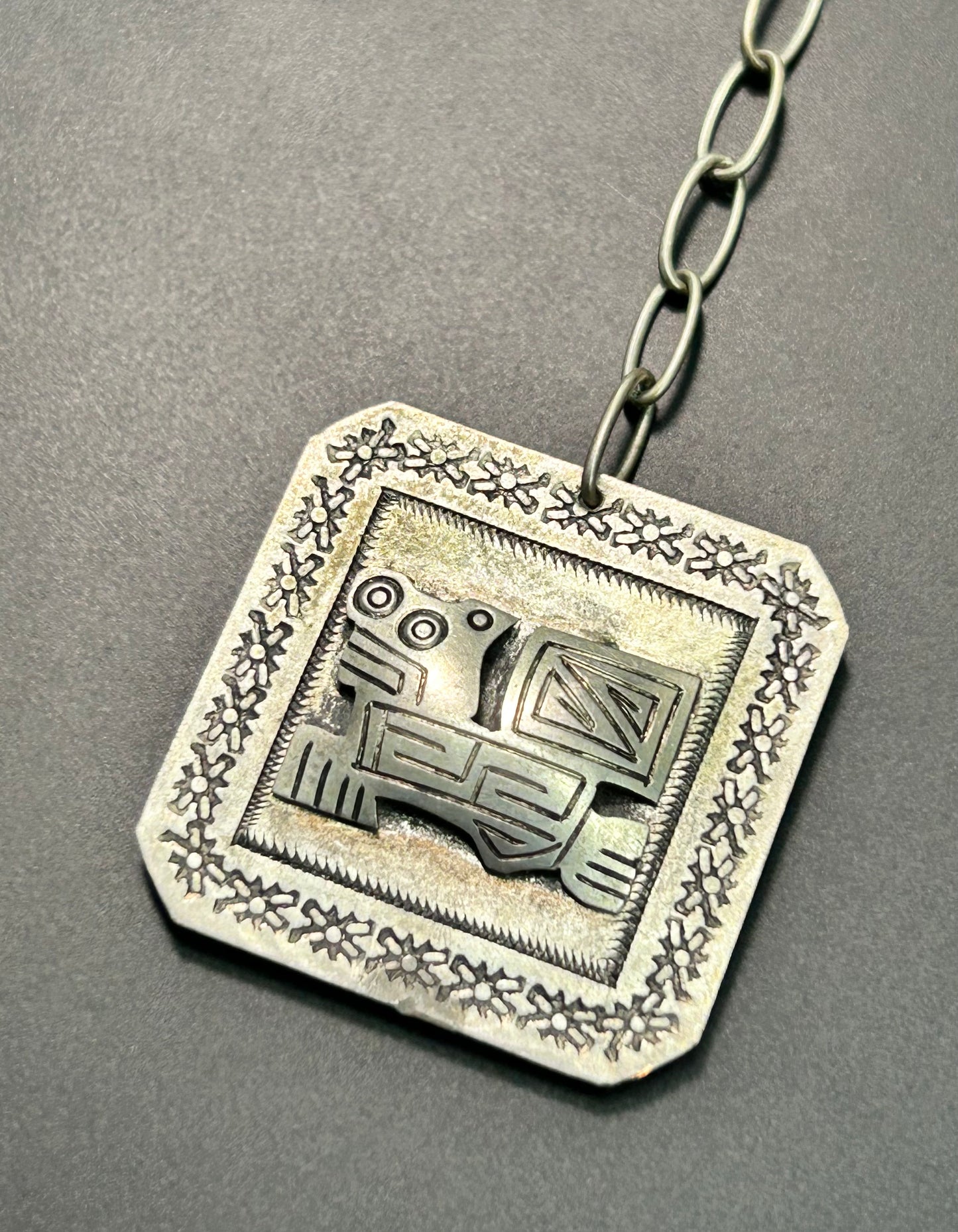 Vintage Sterling Silver Aztec Keychain