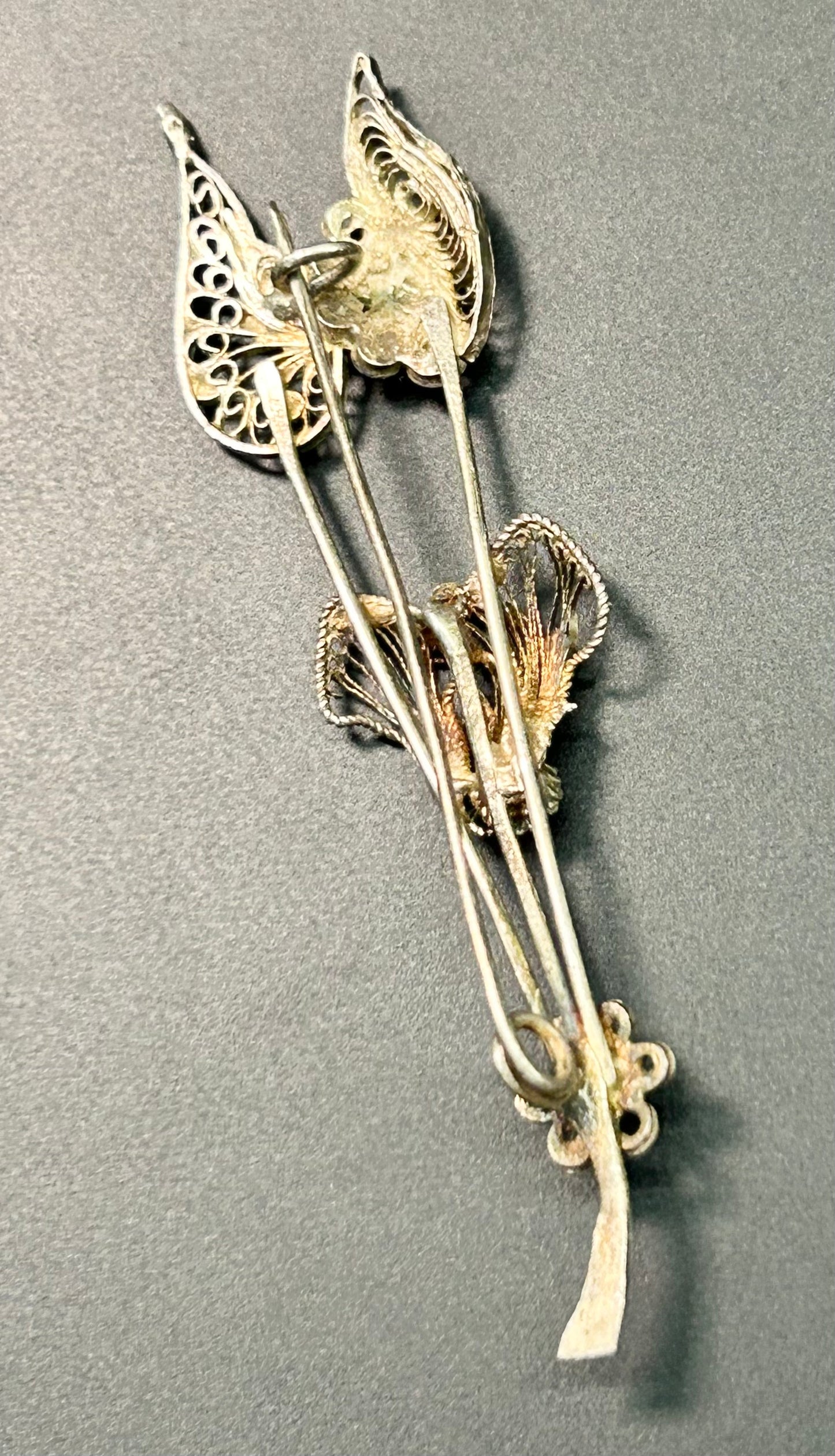 Antique Sterling Silver Filigree Brooch