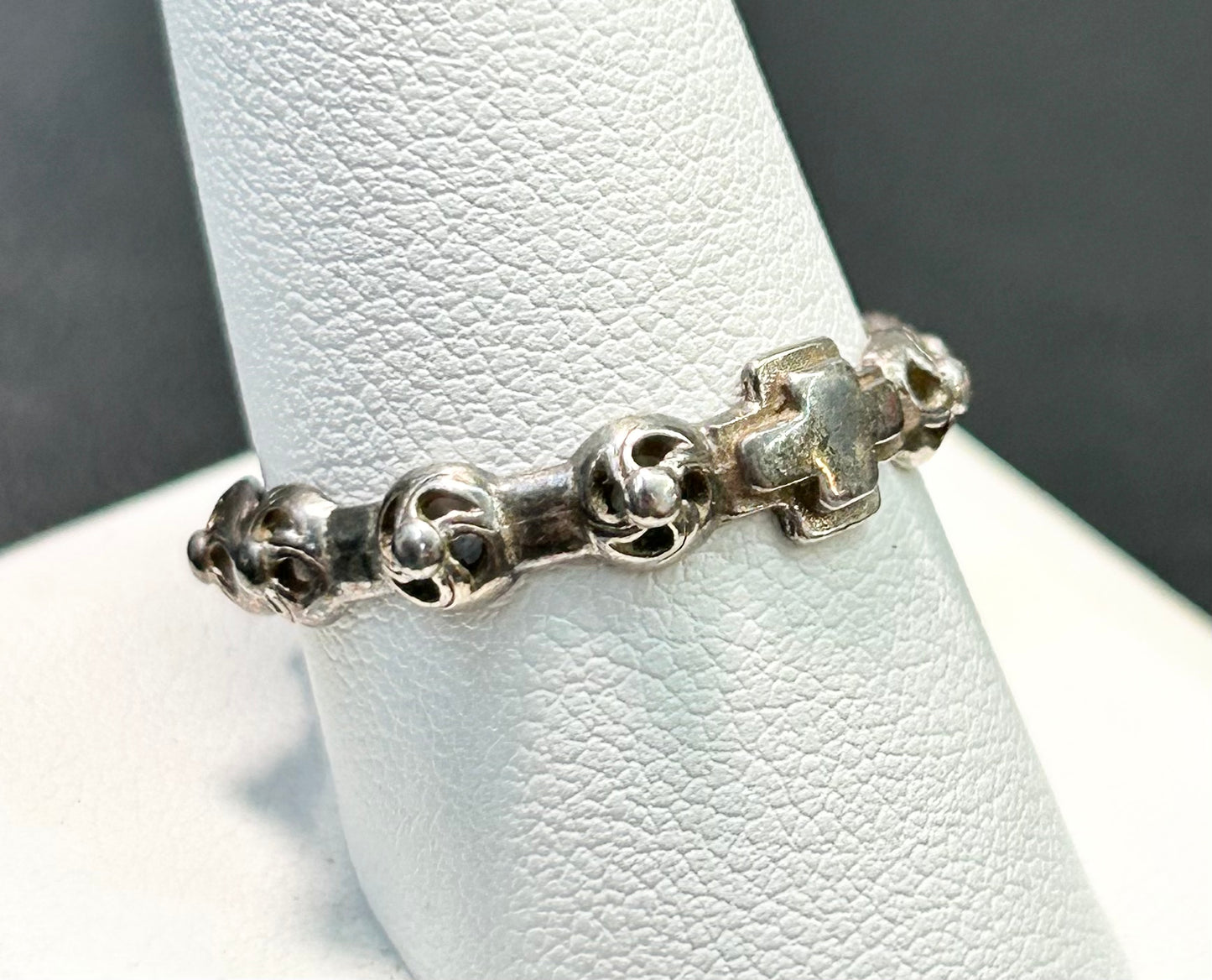Vintage 800 Silver Rosary Ring