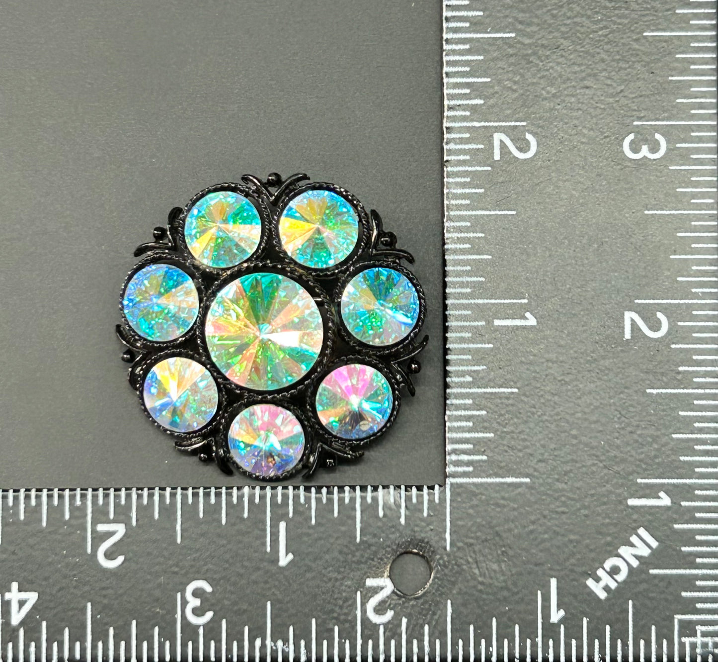 AB Rivoli Rhinestone Brooch