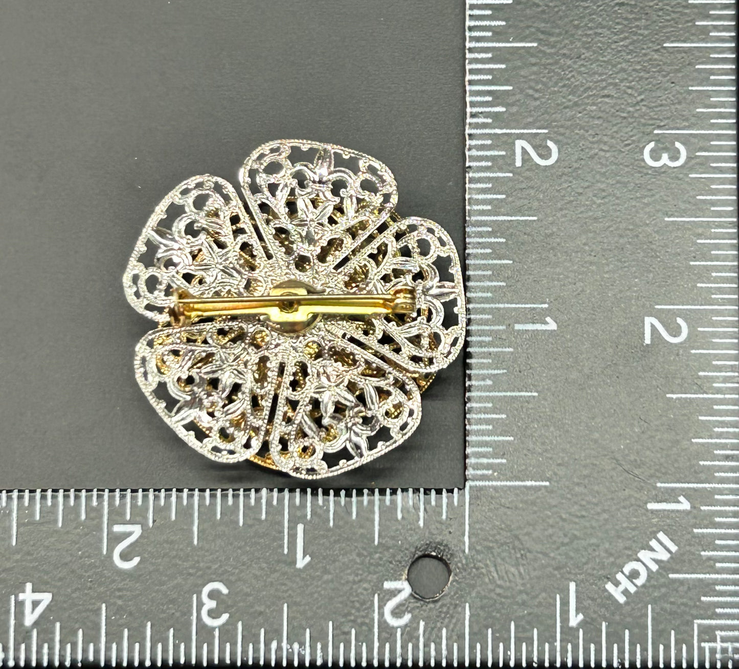 Rhinestone Flower Brooch