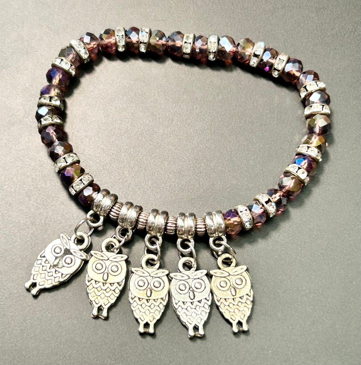 Glass Bead Owl Bracelet