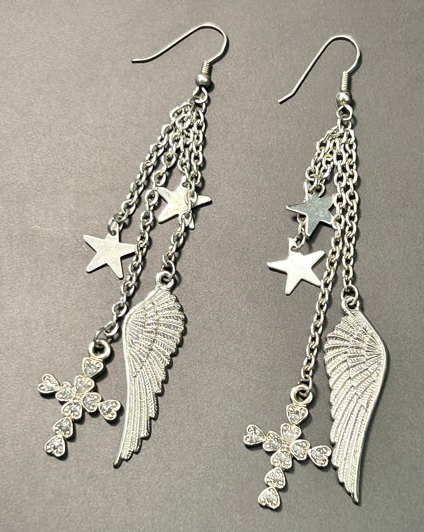 Cross & Angel Wing Earrings