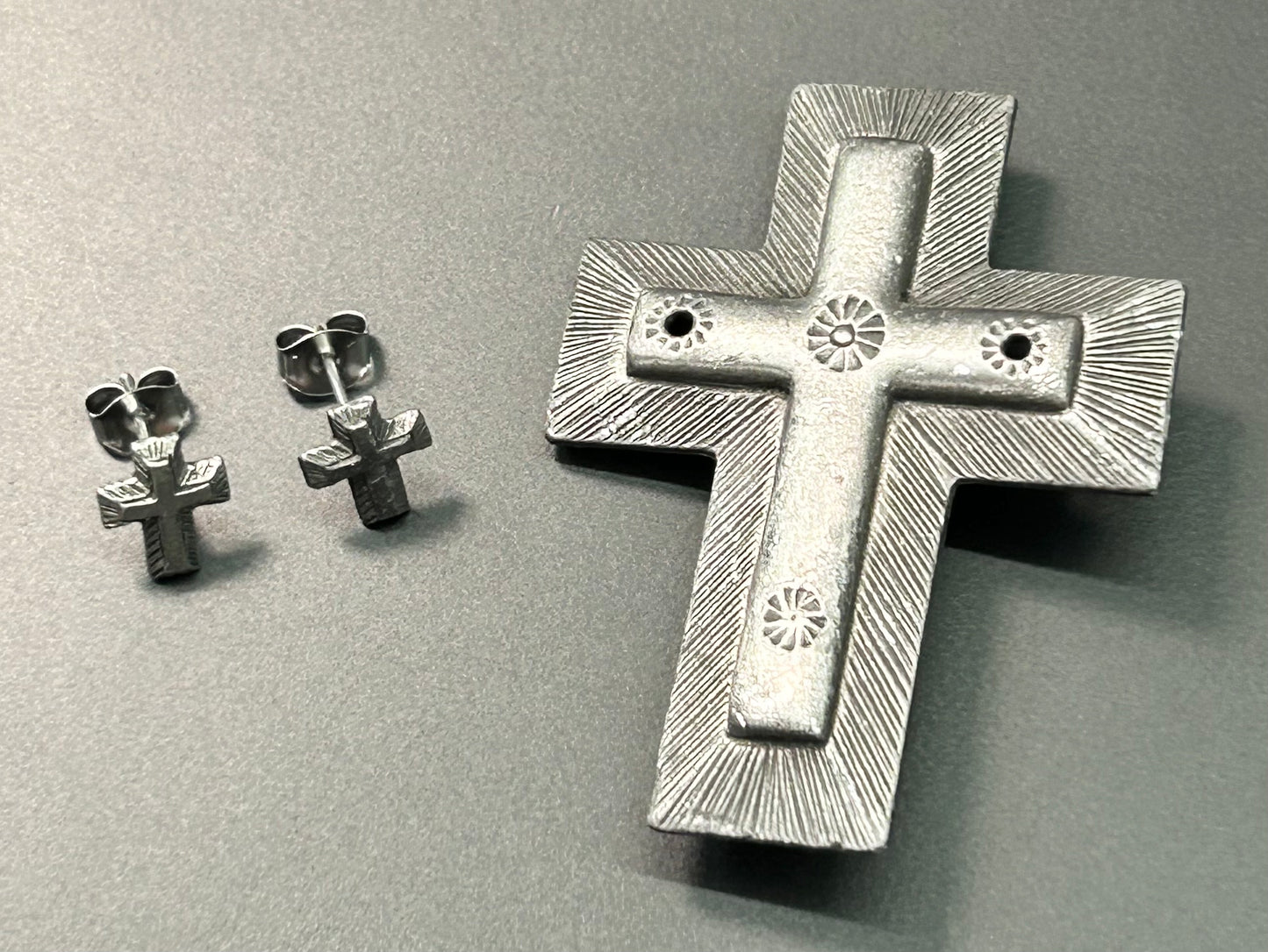 Cross Brooch & Earrings Set