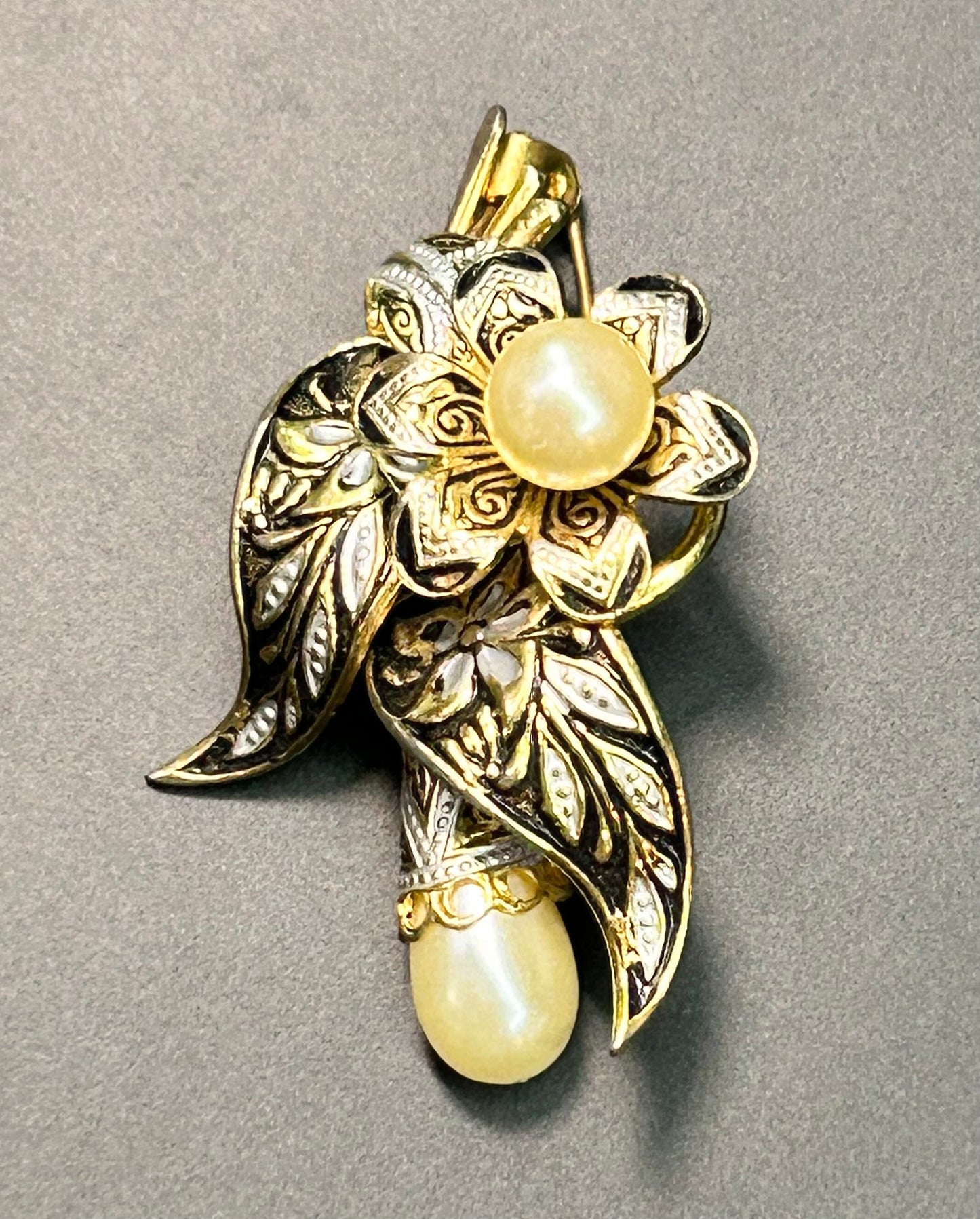 Vintage Damascene Brooch